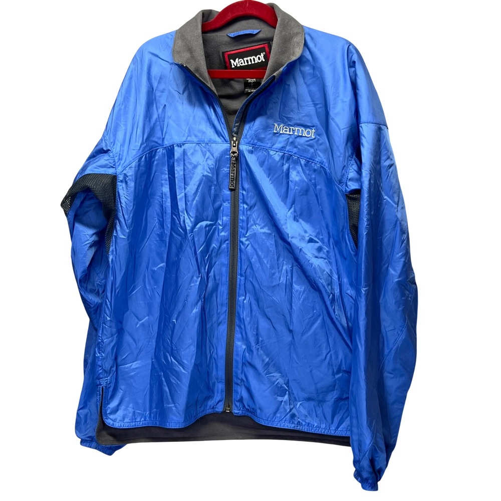 Marmot Blue Lightweight Full Zip Jacket Lined Small Pit‎ Vents Outdoor Hiking